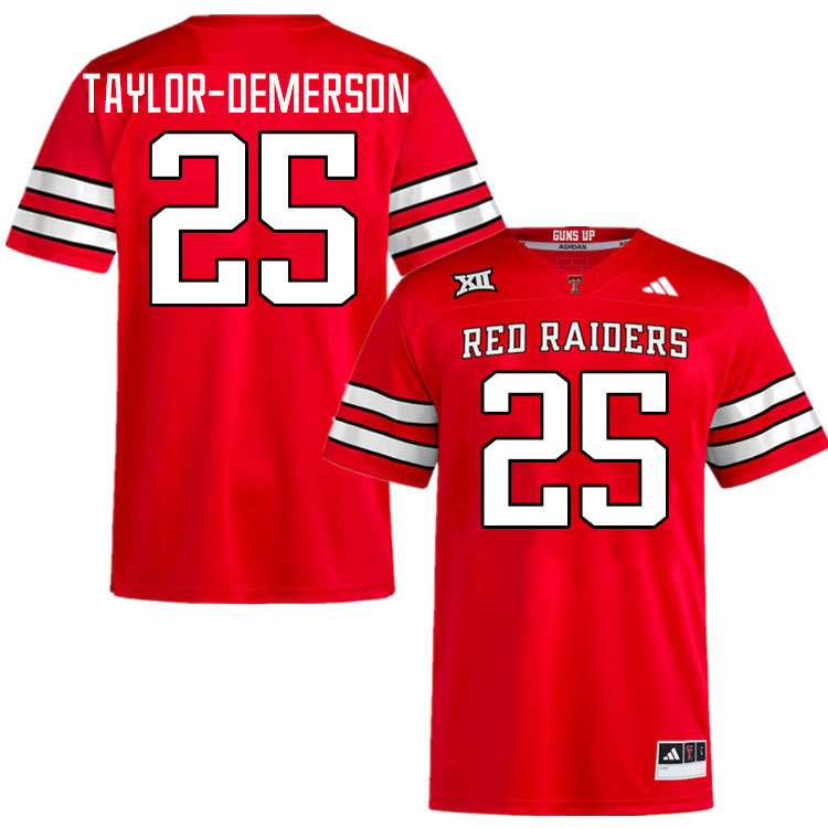 #25 Dadrion Taylor-Demerson Texas Tech Red Raiders Jerseys College Football Uniforms Stitched-Red